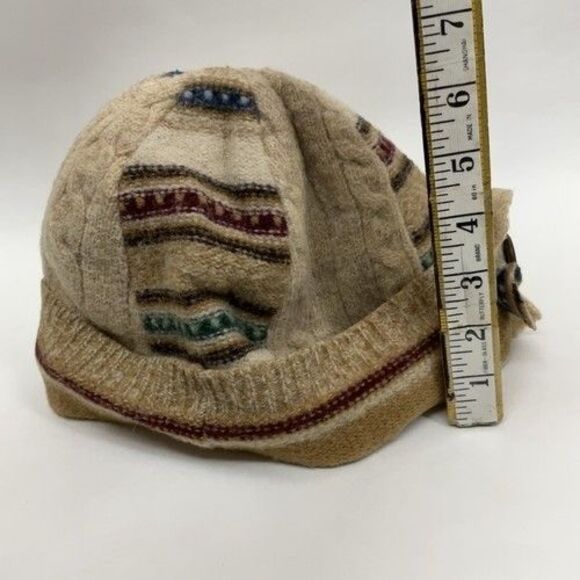 Wiki Wool Works Walking Hat Patch Work Beanie Beige Recycled Wool Women One Size main image 5